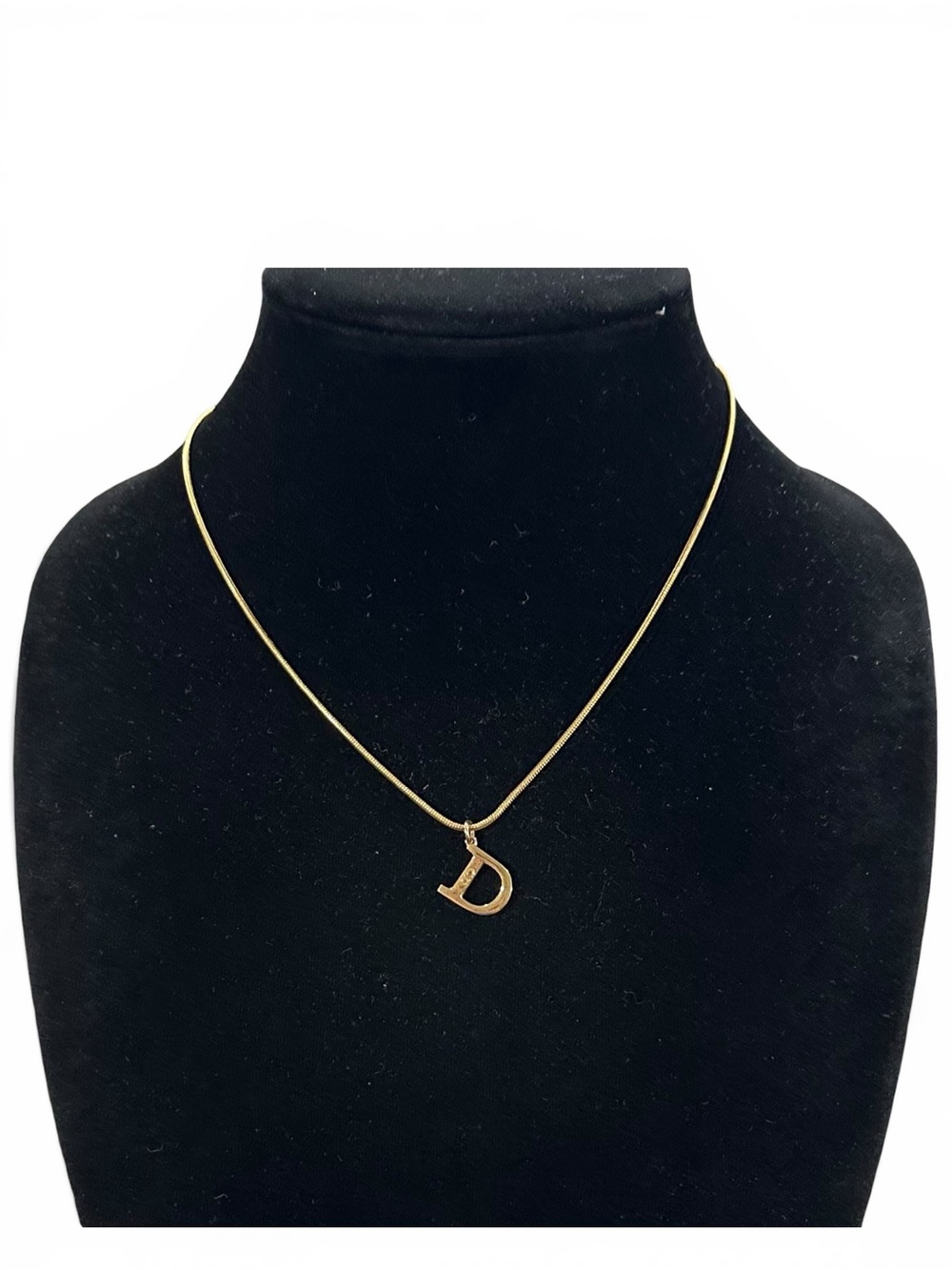 Christian Dior Gold “D” Initial Engraved Necklace